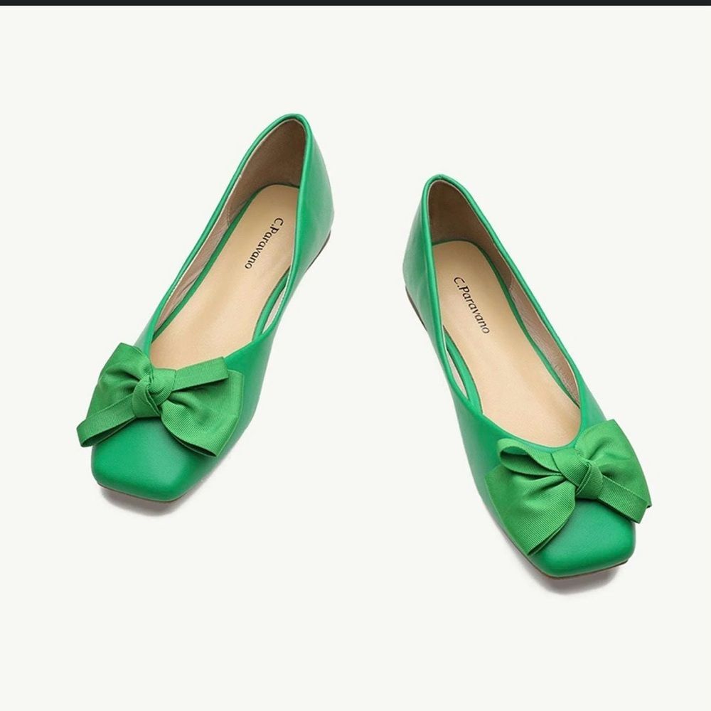 C. Paravano Bow Ballerina Flats (Eva) Square Flats Size 42 (11.5)
